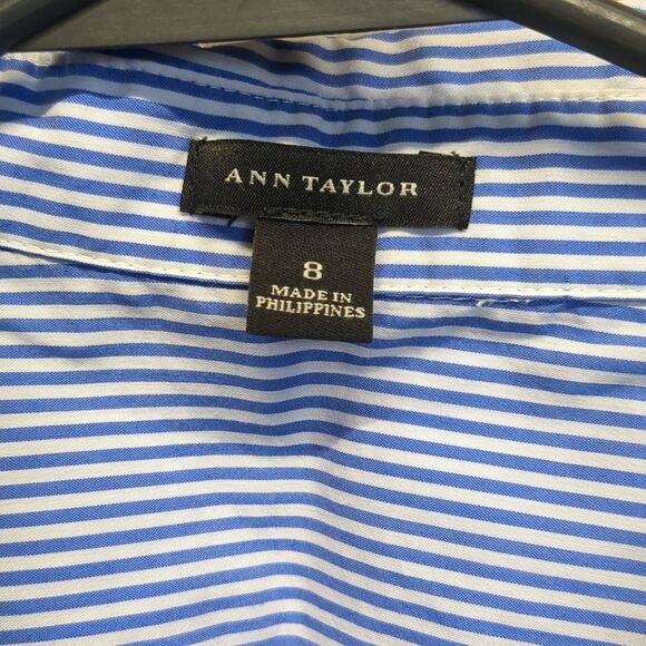 Ann Taylor Striped Button Up Business Casual Top Women's Size 8 - Picture 5 of 8